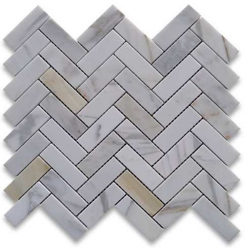 Calacatta Marble HONED 1×3 Herringbone Mosaics