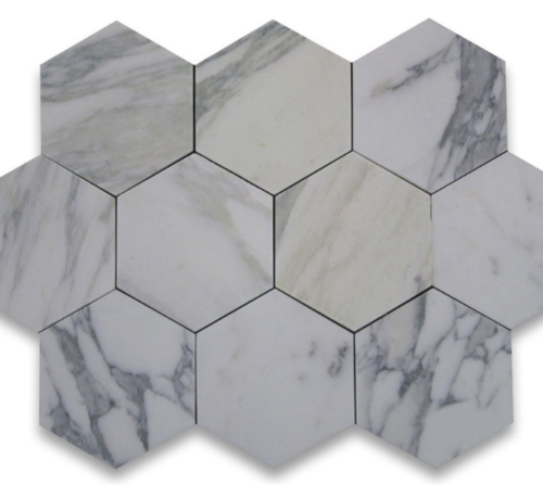 Calacatta Marble POLISHED 1 Inch Hexagon Mosaics