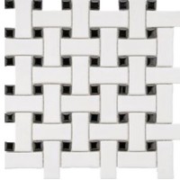 Black and White Porcelain Basketweave Mosaics