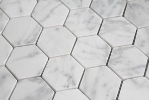 Carrara Marble HONED 2 Inch Hexagon Mosaics